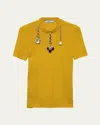 Prada Chain Embroidered Wool Knit Short-sleeve Sweater In Yellow