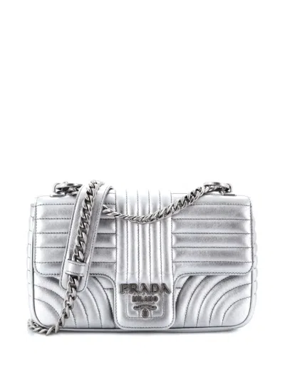 Pre-owned Prada Chain Flap Shoulder Bag Diagramme Quilted Leather Medium Crossbody Bag