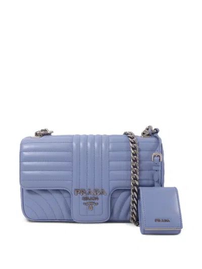 Pre-owned Prada Chain Leather Shoulder Bag In Blue