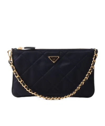 Prada Chain Shoulder Bag In Navy Blue