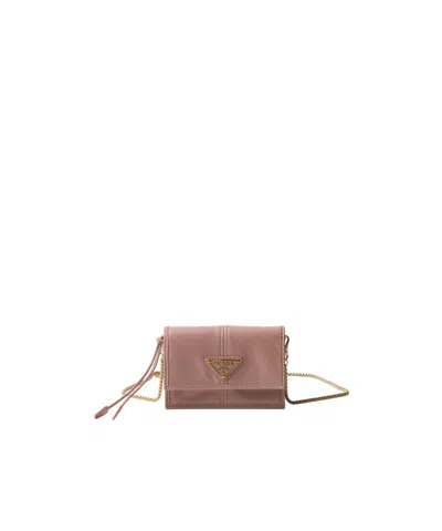 Prada Chain Shoulder Strap Card Bag In Rose Bengal