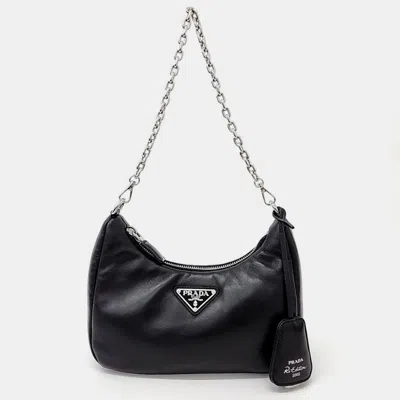 Pre-owned Prada Chain Strap Hobo Bag In Black