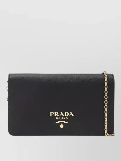 Prada Chain Strap Wallet And Cardholder In Black
