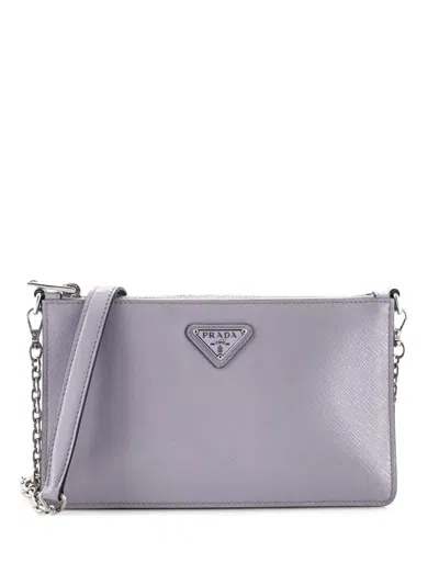 Pre-owned Prada Chain Vernice Saffiano Leather Small Crossbody Bag In Purple