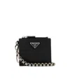 Prada Leather Wallet With Keyring Attachment And Metal Chain