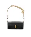 Prada Soft Sound Flap Leather Wallet On Chain In Black