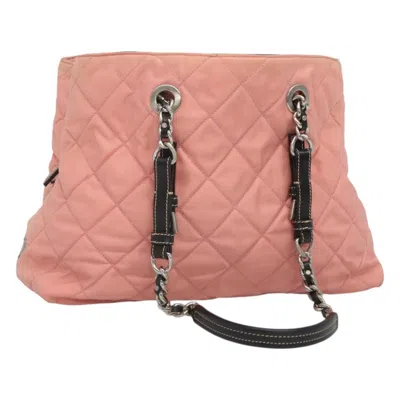 Pre-owned Prada Chain Zip Tote Quilted Tessuto Nylon Bag () In Pink