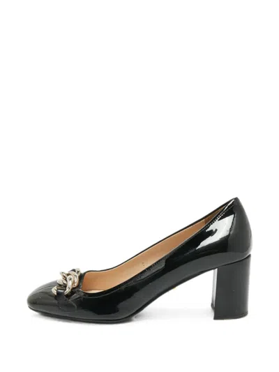 Pre-owned Prada Chain-embellished Heeled Pumps In Black