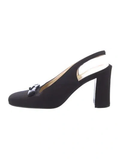 Pre-owned Prada Chain-link Accents Slingback Pumps In Black