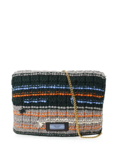 Pre-owned Prada Chain-link Crossbody Bag In Black