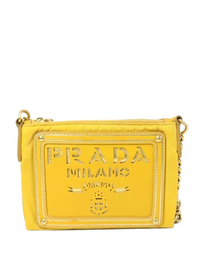 Pre-owned Prada Chain-link-strap Cross Body Bag In Yellow
