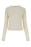 Prada Crew Neck Cashmere Sweater In White