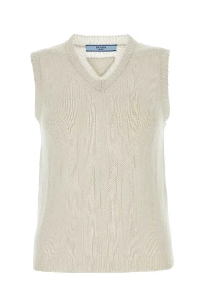 PRADA CHALK CASHMERE VEST