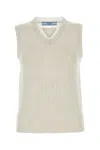 Prada Cashmere Knit Vest V Neck In White
