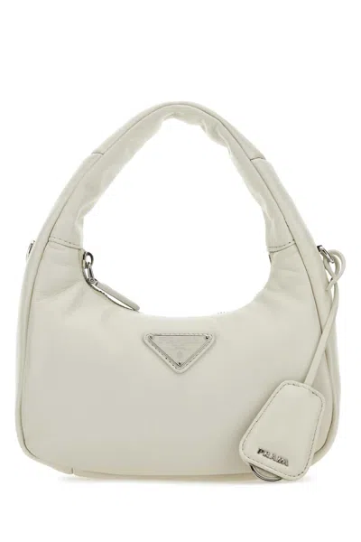 Prada Logo-plaque Padded Tote Bag In Weiss