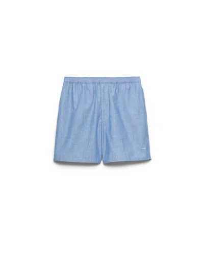 Prada Chambray Bermudas In Blue