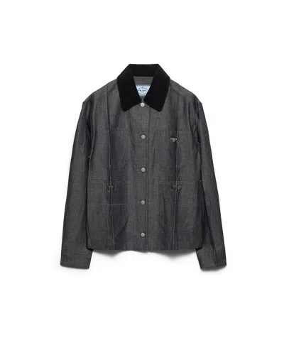 Prada Women's Chambray Jacket In Blue
