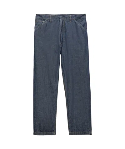 PRADA PRADA CHAMBRAY TRIANGLE-LOGO DENIM JEANS