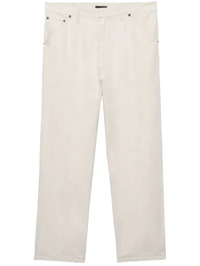 Prada Hose Aus Chambray In Beige