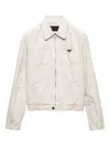 Prada Chambray Blouson Jacket In Neutrals