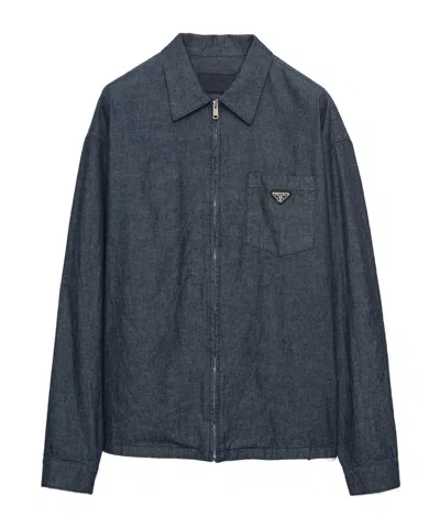 Prada Chambray Shirt In Blue
