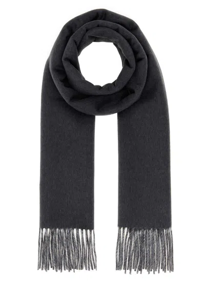 Prada Charcoal Cashmere Scarf In Gray