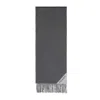 Prada Reversible Cashmere Scarf With Fringe Detail In Gray