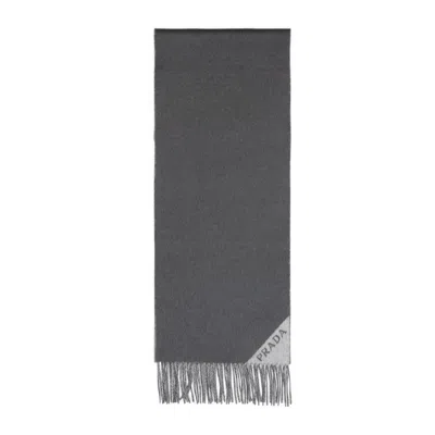 PRADA PRADA CHARCOAL CASHMERE SCARF