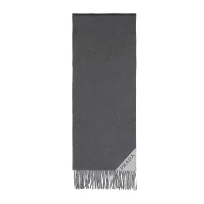 Prada Charcoal Cashmere Scarf In Gray