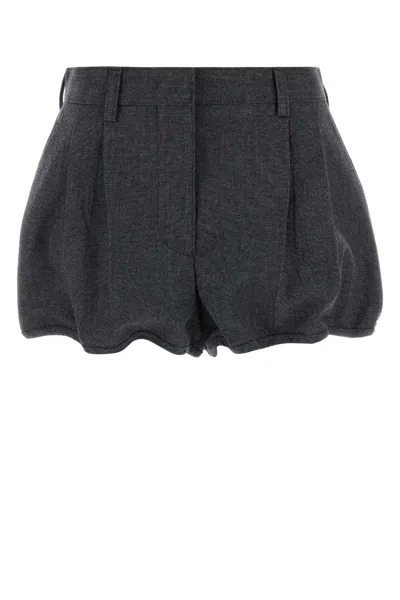 Prada Charcoal Grisaille Shorts In Black