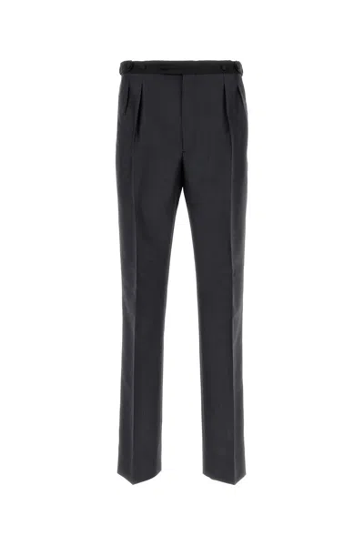 Prada Charcoal Mohair Blend Pant In Animal Print