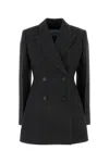 Prada Tailored Wool Blazer Structured Shoulders In Gray