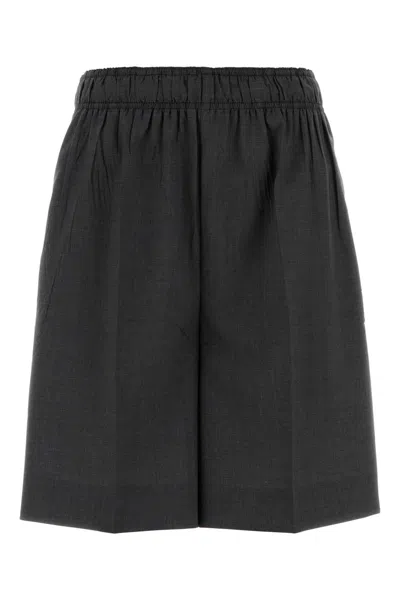 Prada Charcoal Wool Shorts In Black