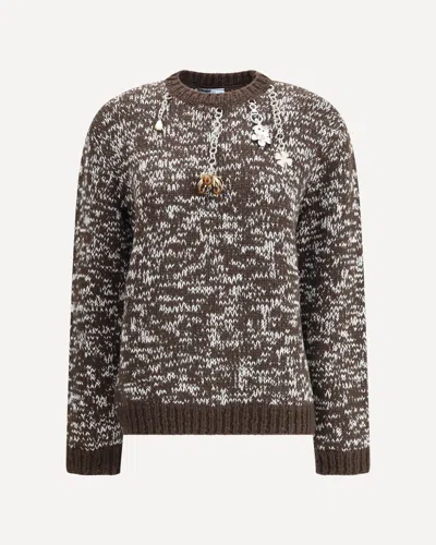 Prada Charm-embellishment Sweate In Gray