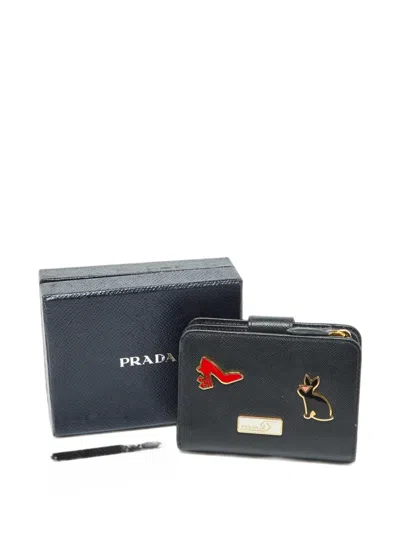 Pre-owned Prada Charm-detail Wallet In Black