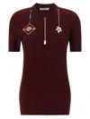 Prada Charm-detailed Knit Wool Top In Burgundy