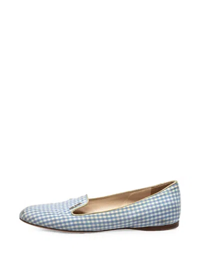 Pre-owned Prada Check Canvas Loafers In Blue