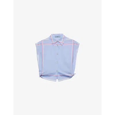 PRADA WOMENS PRADA CHECK-PATTERN CROPPED COTTON SHIRT