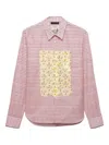 Prada Check-pattern Floral-print Shirt In Pink