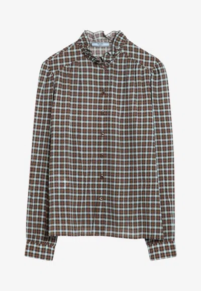 Prada Check-patterned Buttoned Shirt In Multi