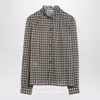 Prada Check-patterned Shirt Turquoise/cocoa In Silk Blend In Multi
