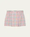 Prada Check Popeline Gathered Mini Skirt In Multi
