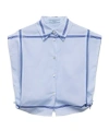 Prada Check-print Cropped Shirt In Sky-blue