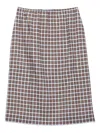 Prada Womens Light Blue Checked Stretch-silk Midi Skirt In Blue