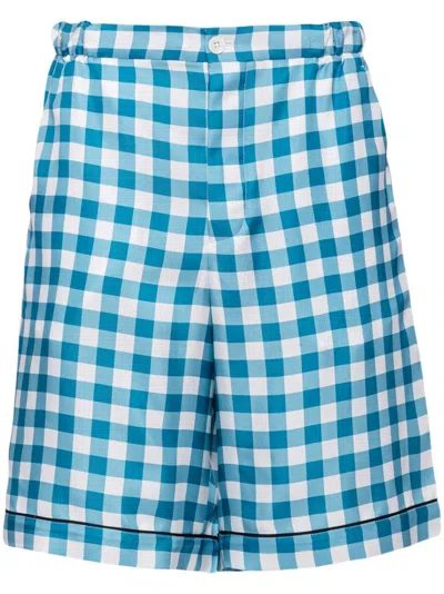 Prada Silk Bermudas In Bianco Turchese