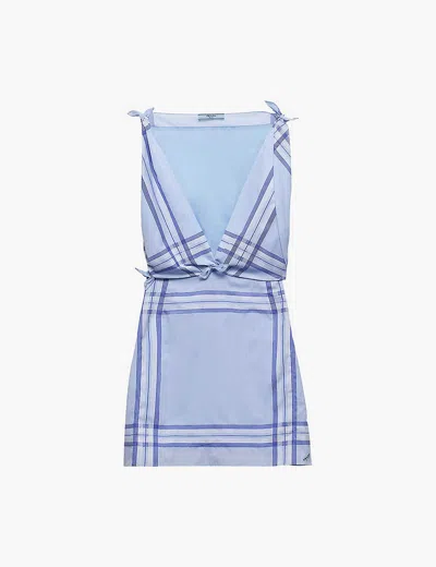 Prada Bedrucktes Minikleid Aus Baumwolle In Blue