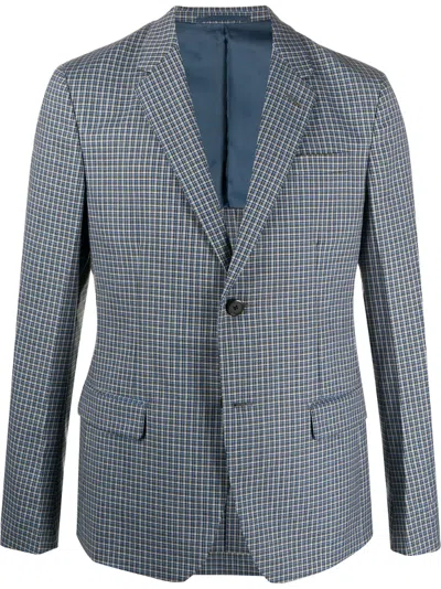 Prada Checked Blazer In Blue