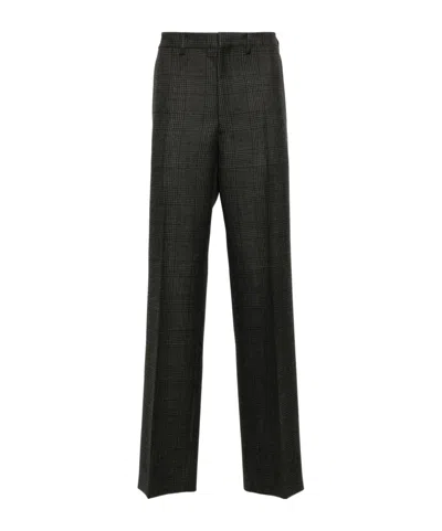 Prada Checked Casual Pants In Black