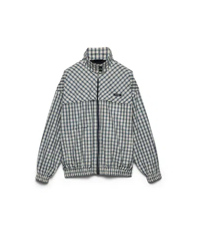 PRADA CHECKED CHAMBRAY BLOUSON JACKET