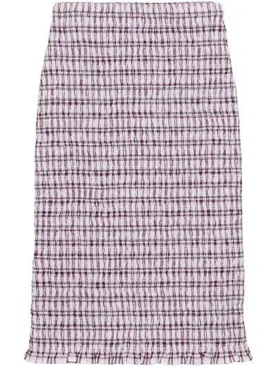 Prada Checked Cotton Skirt In Pink